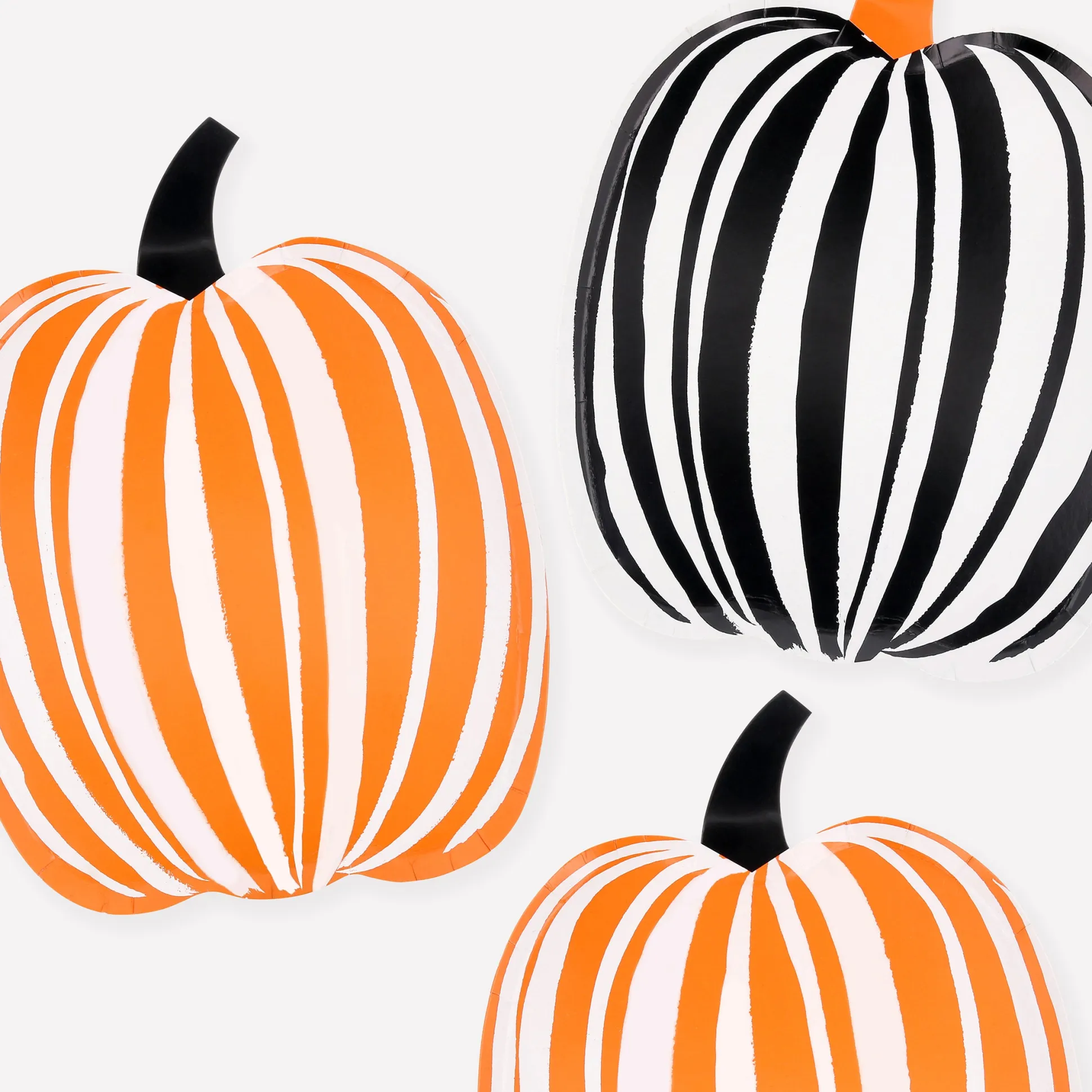 Stripe Pumpkin Plates, Pack of 8