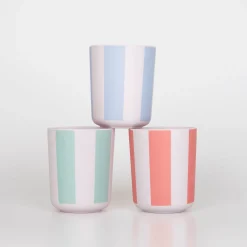 Stripy Reusable Bamboo Cups, Pack of 6