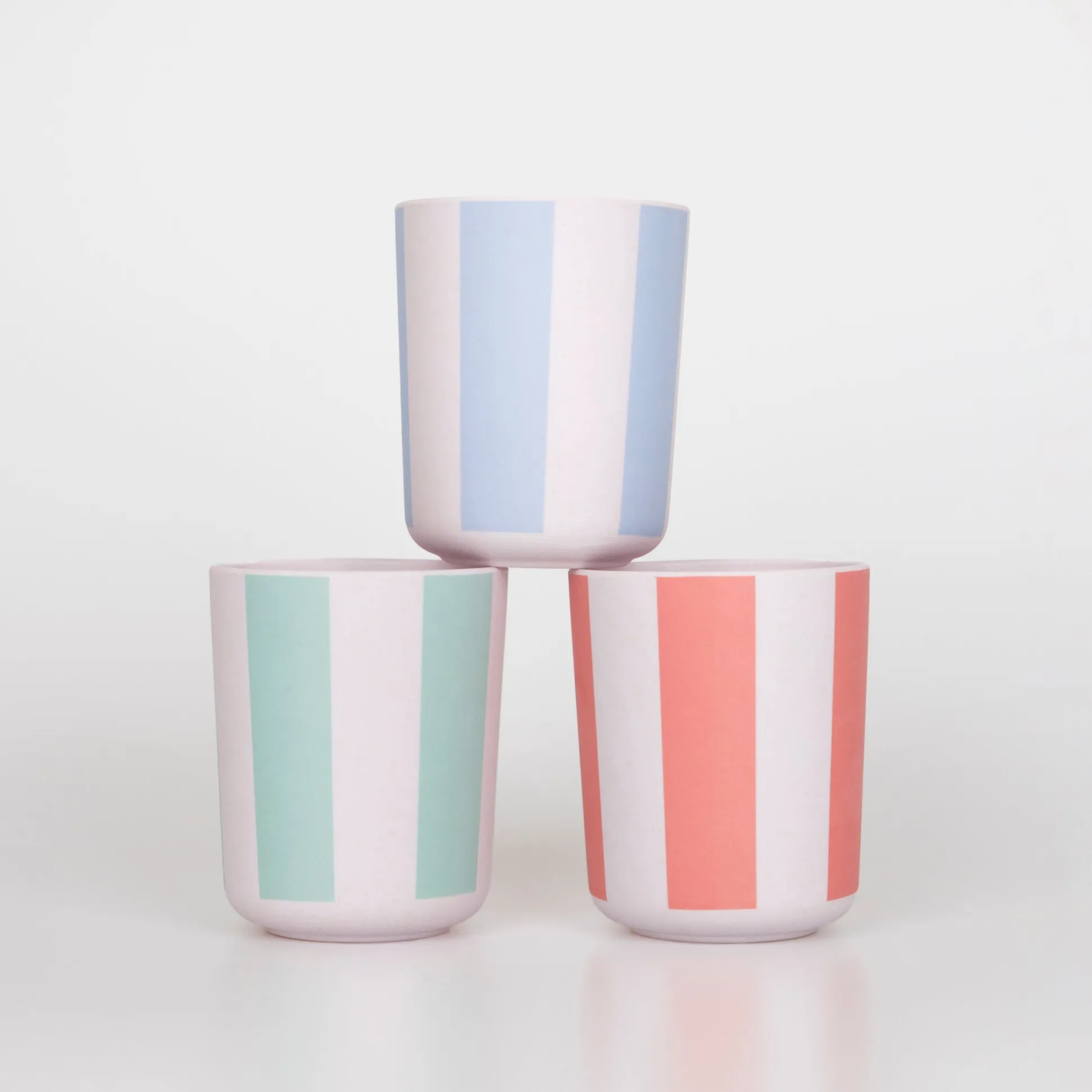 Stripy Reusable Bamboo Cups, Pack of 6