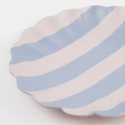 Stripy Reusable Bamboo Small Plates, Pack of 6