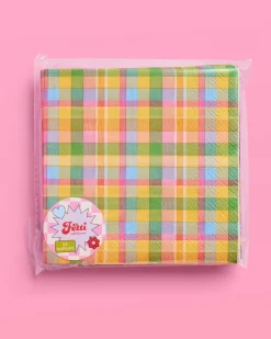 Summer Camp Napkins - 24 plaid paper napkins