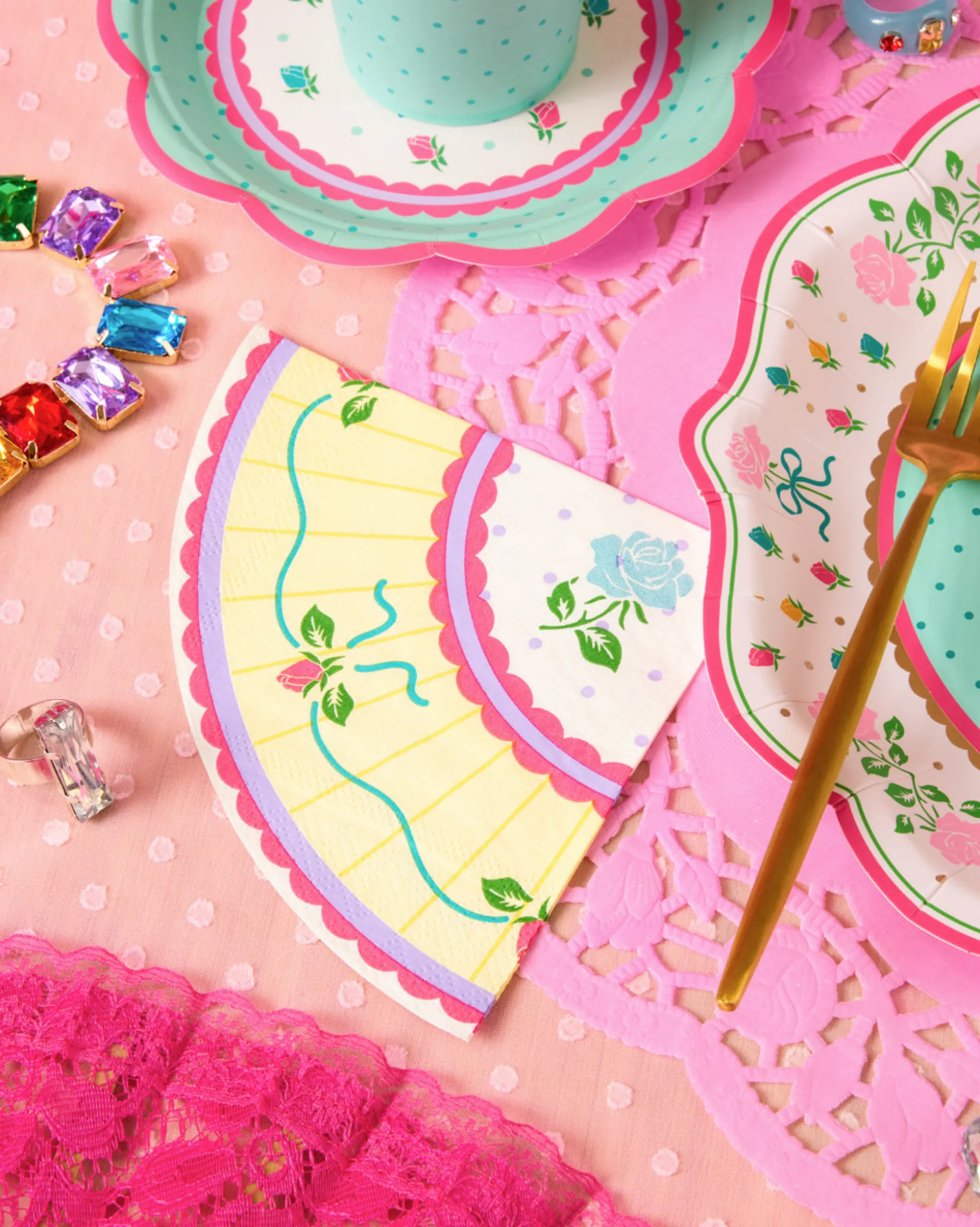 Tea Party Napkins - 24 pastel paper napkins