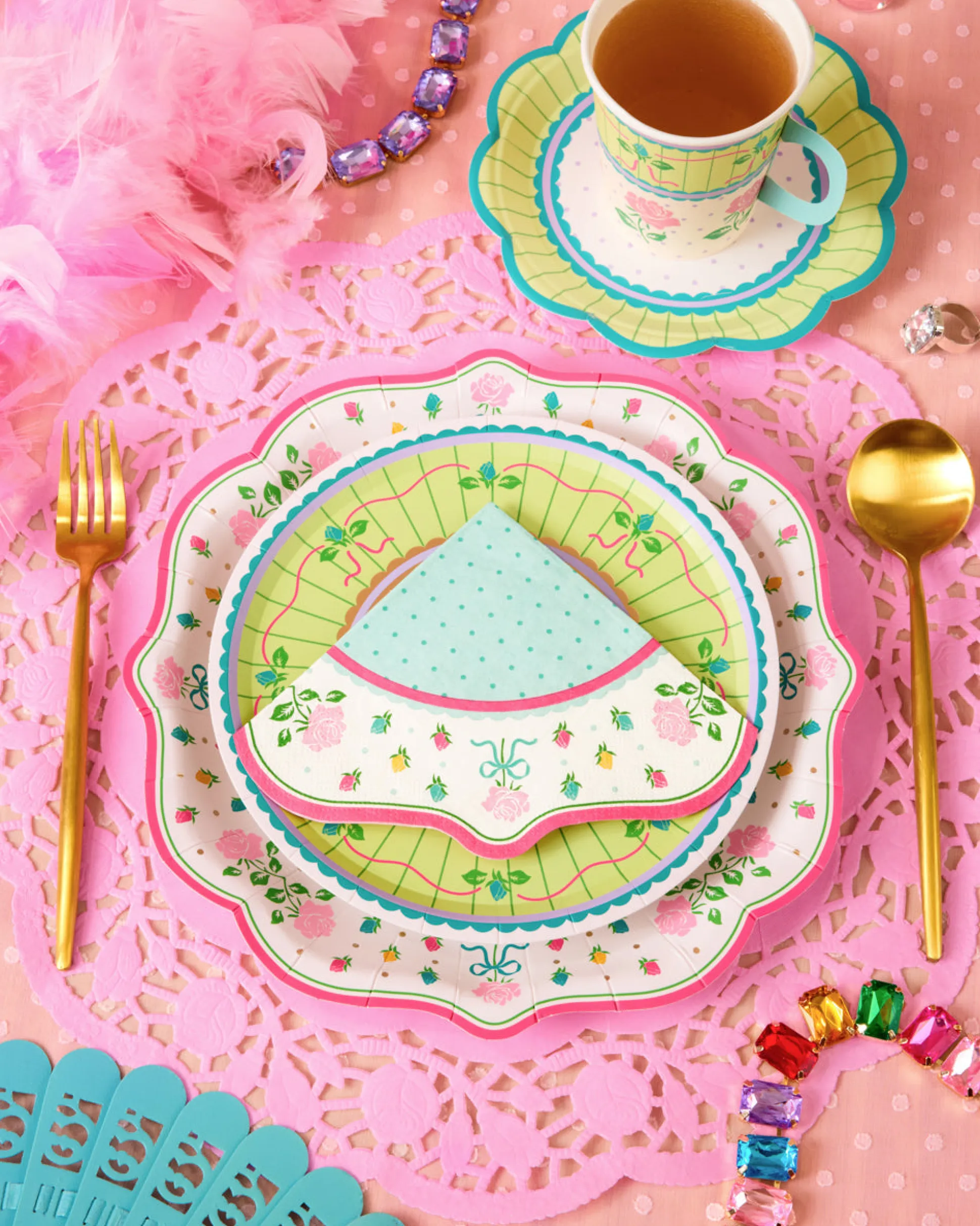 Tea Party Napkins - 24 pastel paper napkins