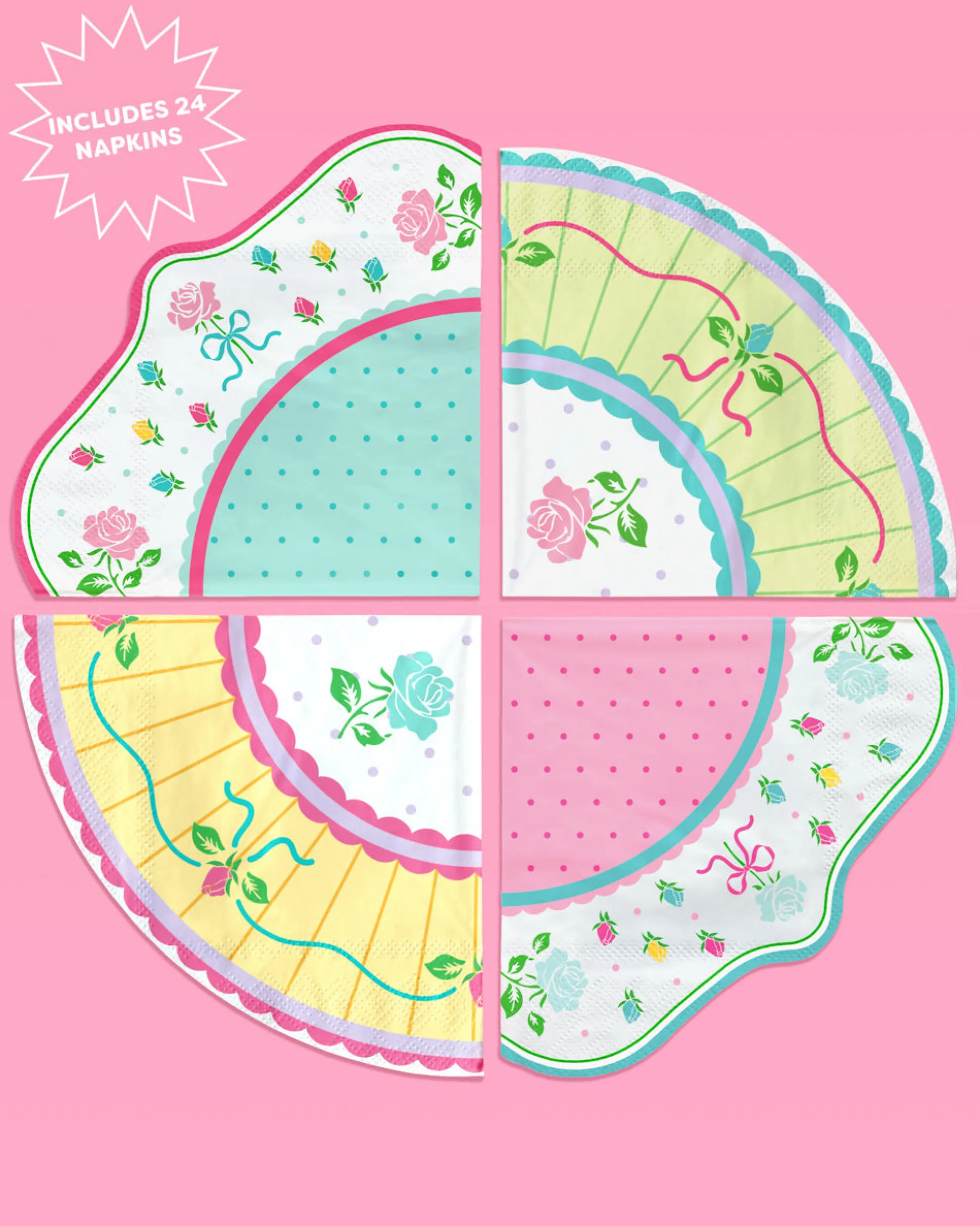 Tea Party Napkins - 24 pastel paper napkins