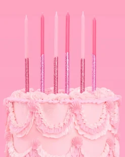 That's Hot Pink Glitter Candles - Set of 10