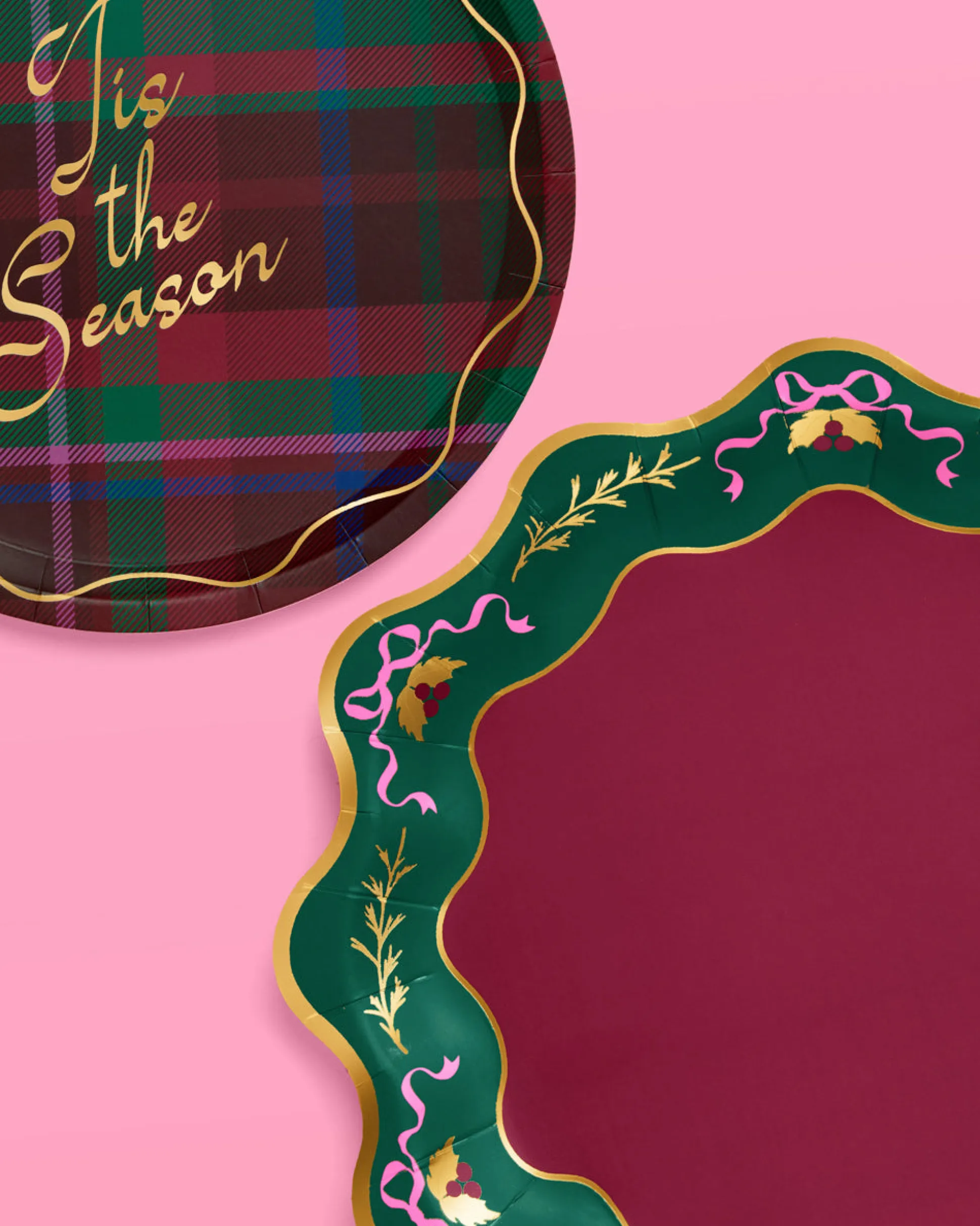 Tis the Season Plate Set - 32 paper plates, 2 sizes