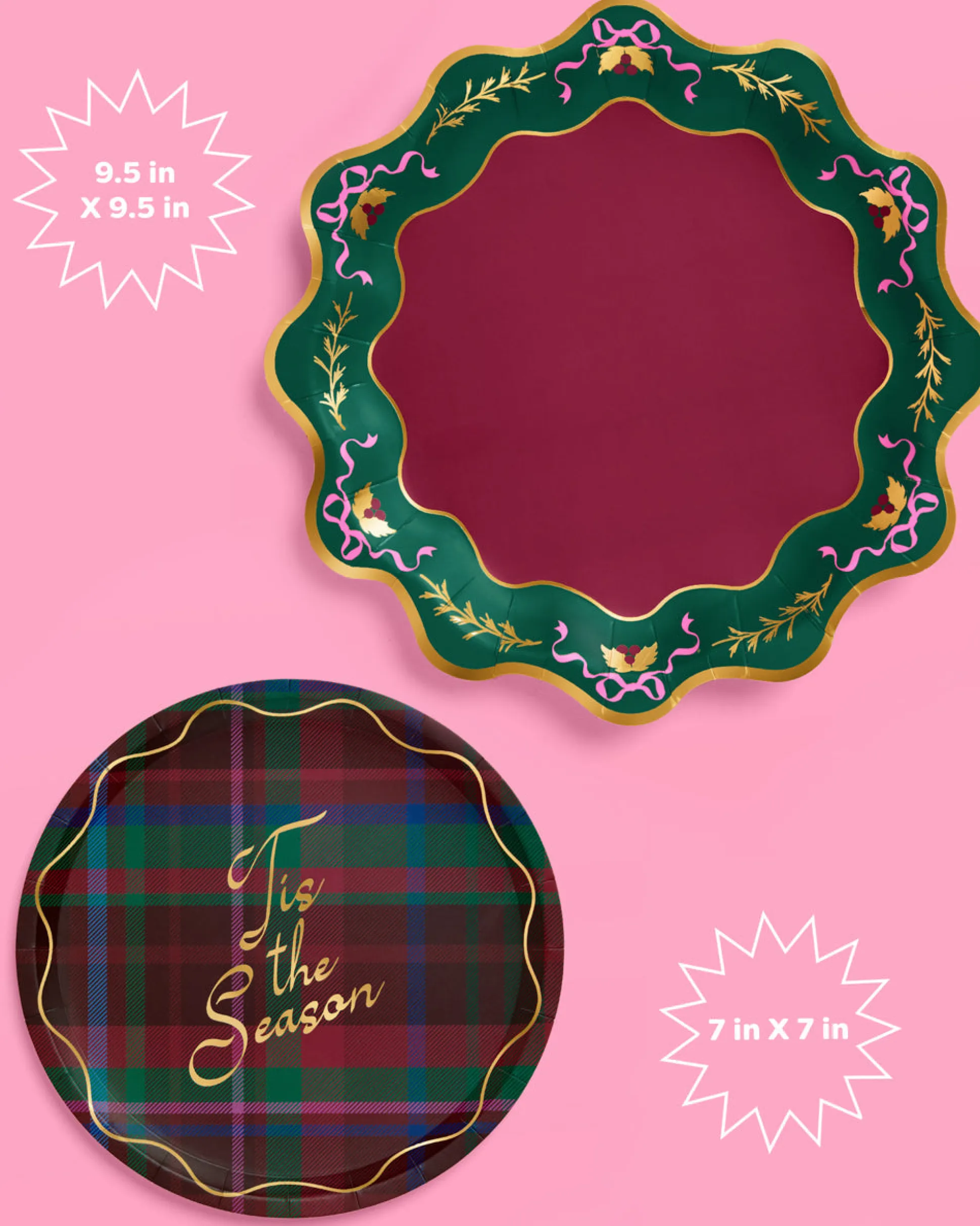 Tis the Season Plate Set - 32 paper plates, 2 sizes