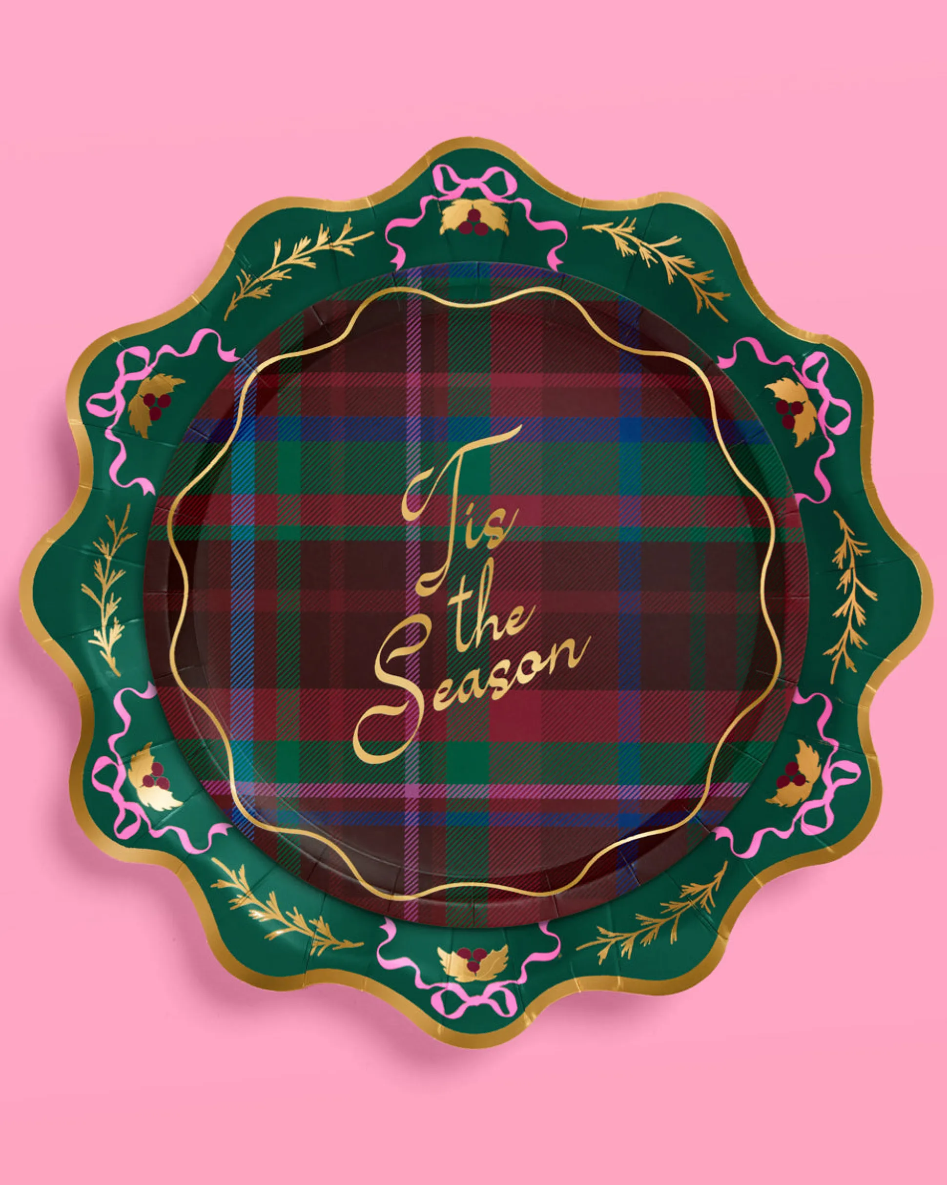 Tis the Season Plate Set - 32 paper plates, 2 sizes