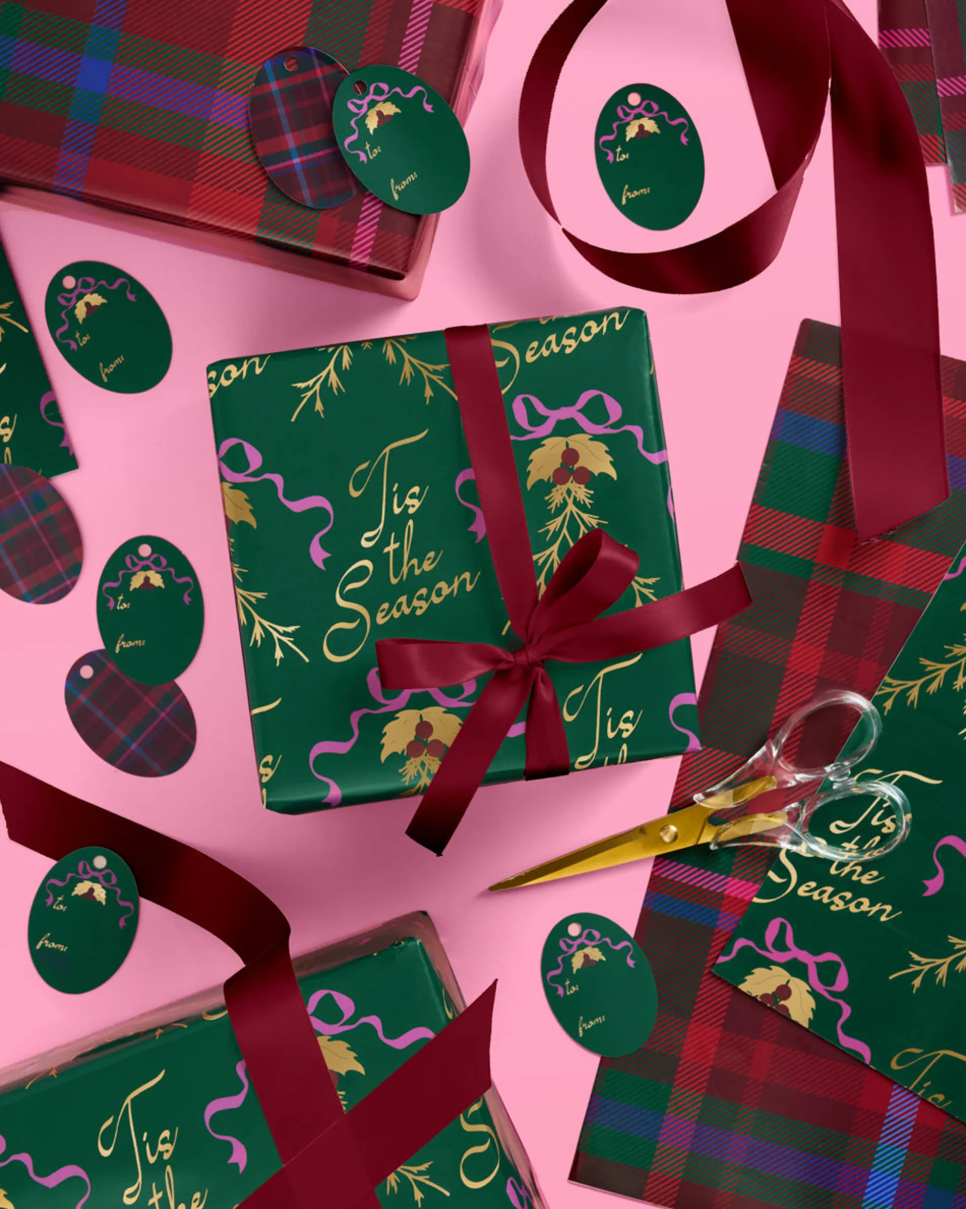 Tis the Season Wrapping Paper - 12 sheets + 16 tags