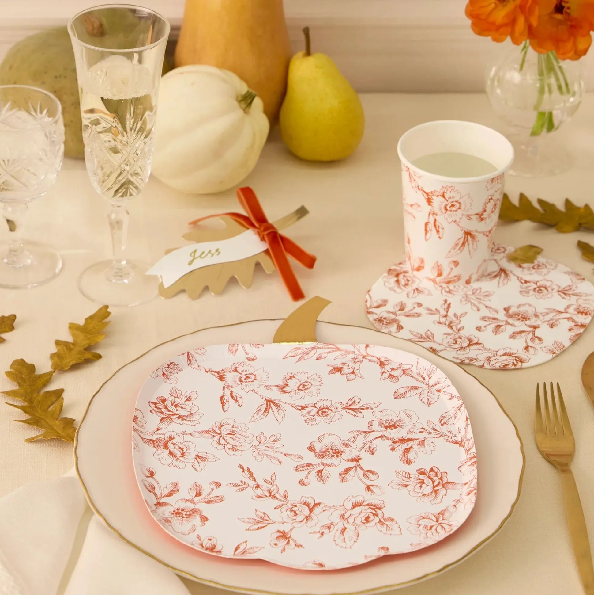 Toile Pumpkin Napkins (x 16)