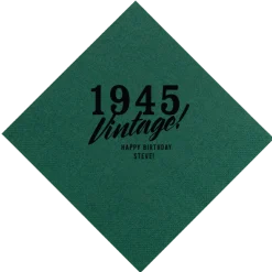 Vintage Birthday Custom Napkin, Black Foil