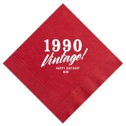 Vintage Birthday Custom Napkin, White Foil