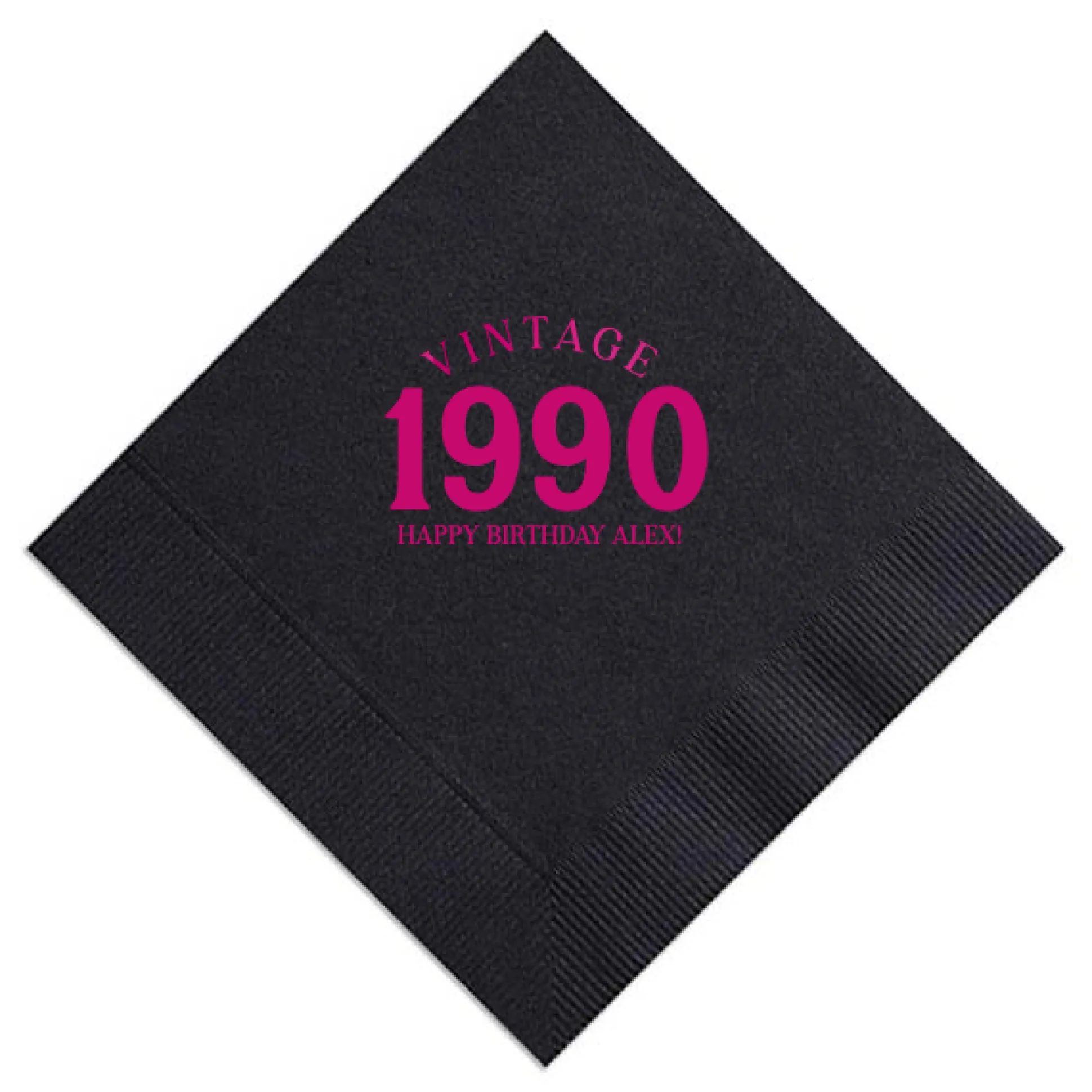 Vintage Bold Year Birthday Napkin, Fuchsia Foil