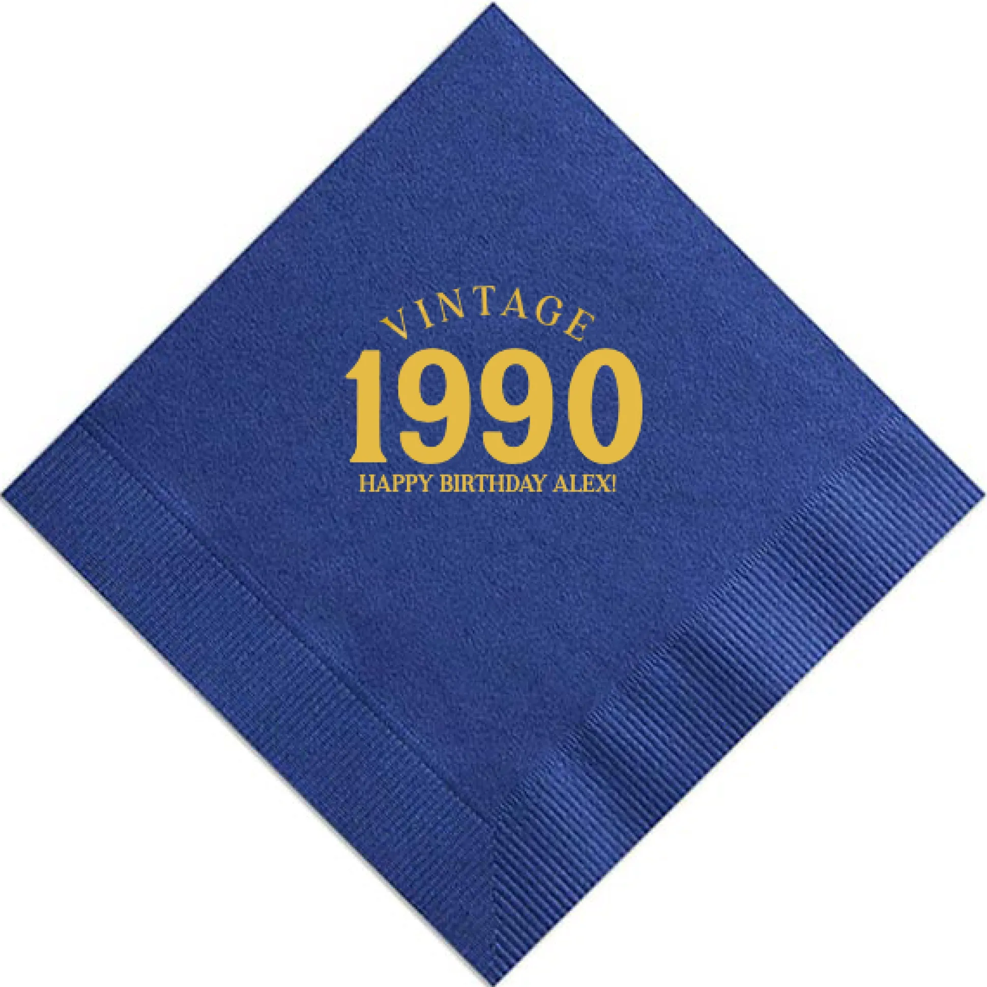 Vintage Bold Year Birthday Napkin, Gold Foil