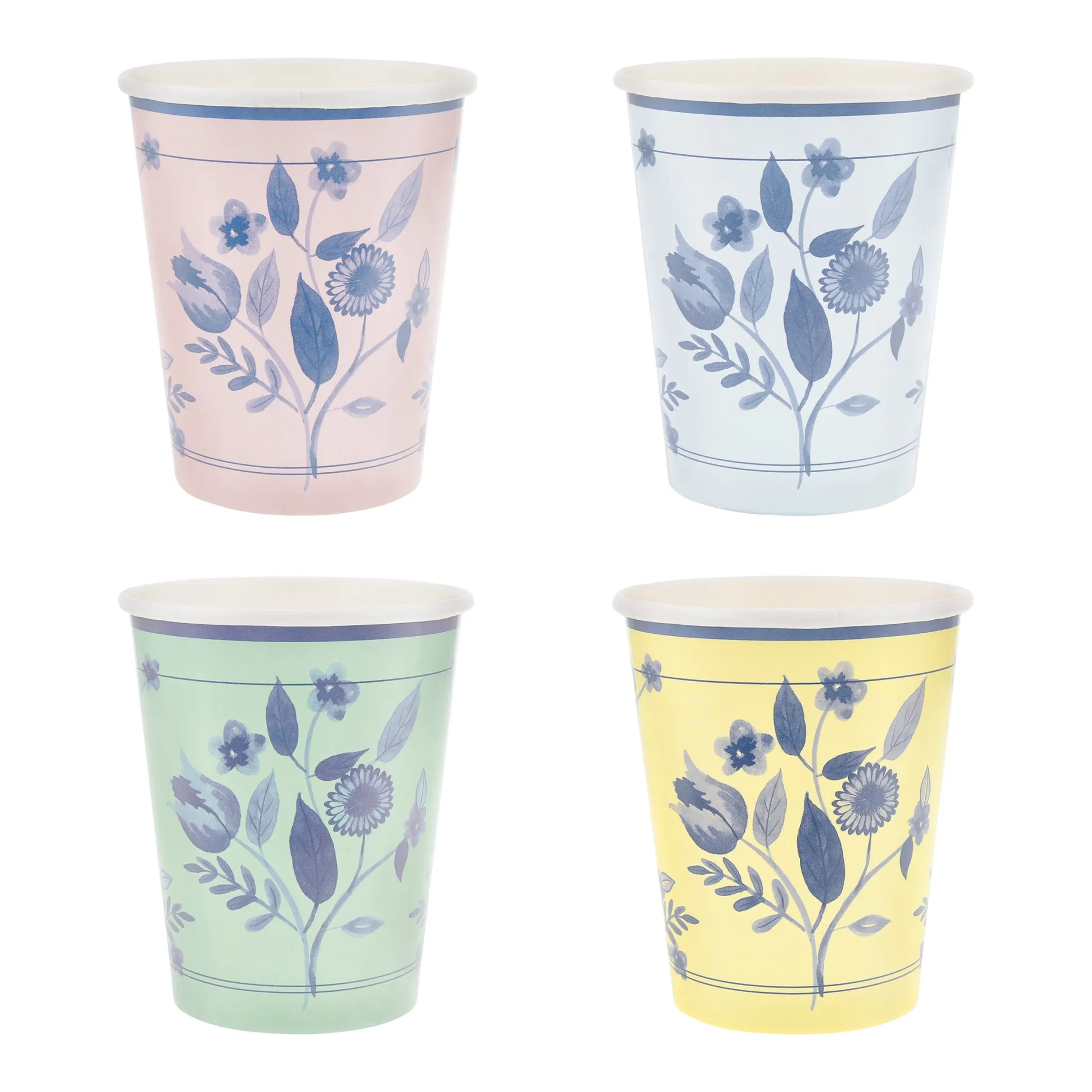 Vintage Botanical Cups, Set of 8