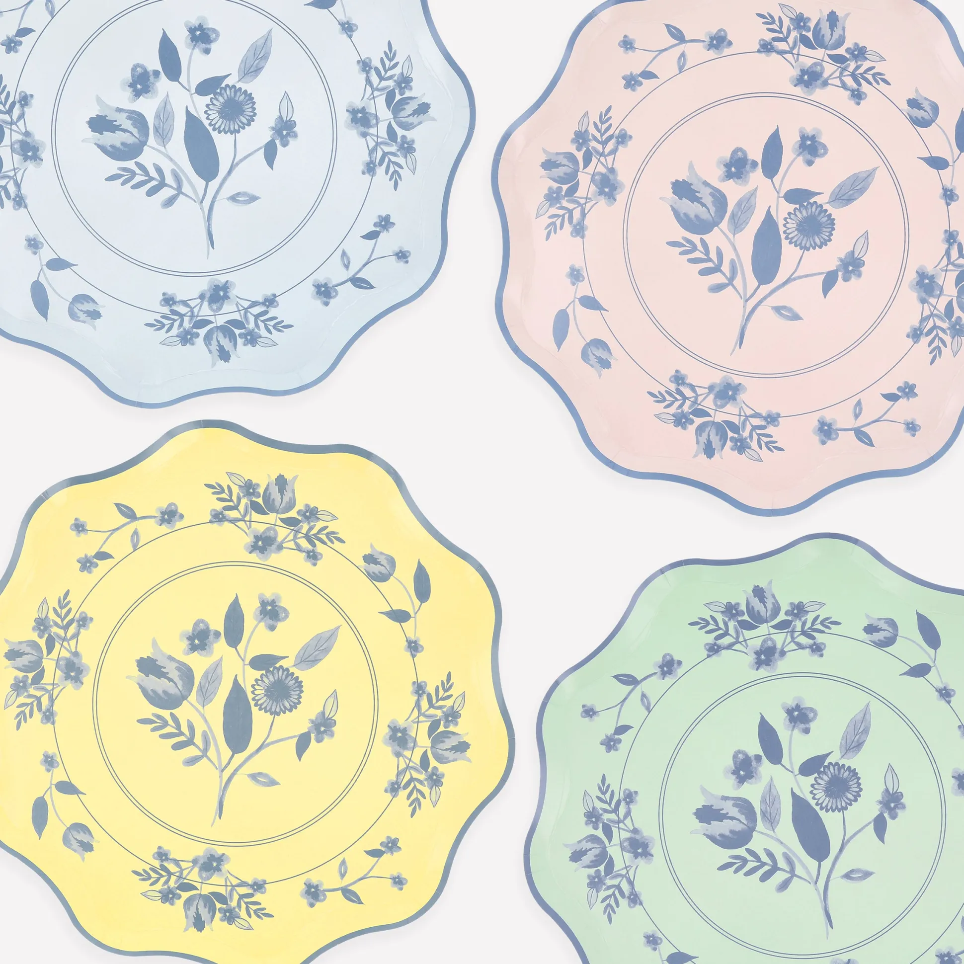 Vintage Botanical Dinner Plates, Set of 8