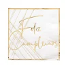 White Feliz Cumpleaño Large Napkins, Pack of 16