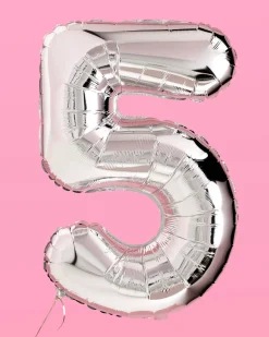 XL Number Balloon - 40" silver foil balloon