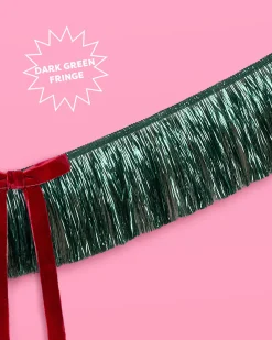 Xmas Bow Banner - fringe + velvet bows