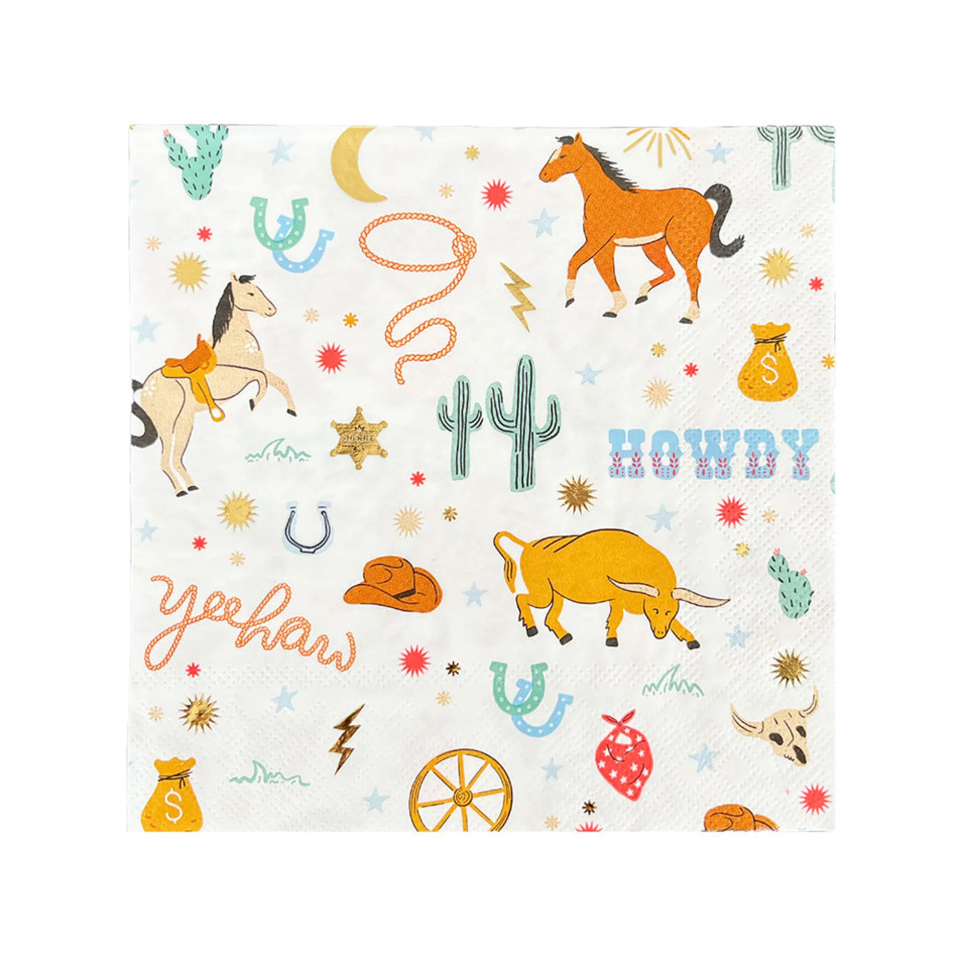 Yeehaw Large "Cowboy" Napkins, Pack of 16